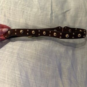 Vintage Studded Brown Leather Belt